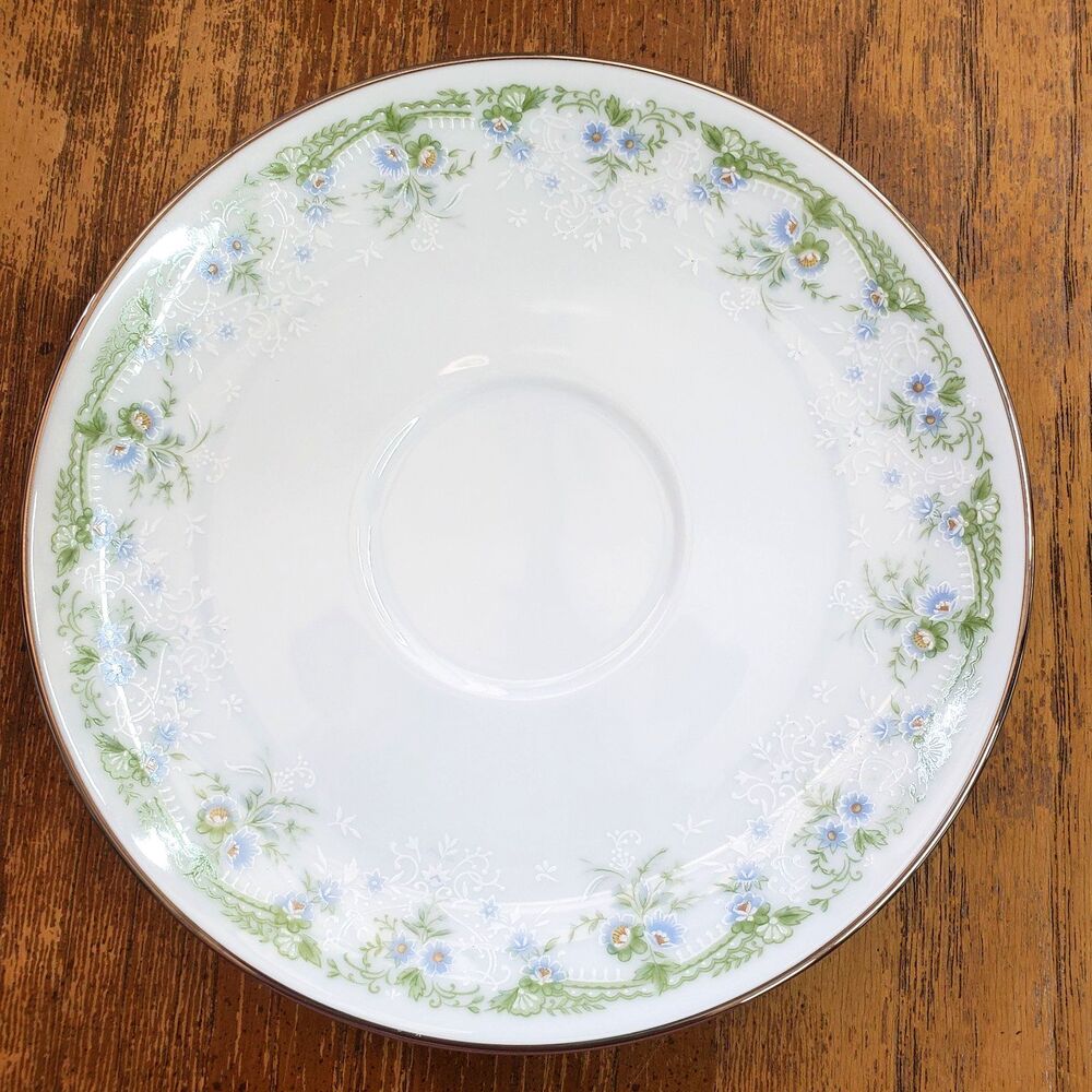 Vintage Noritake Dee 2212 Bone China Saucers Blue Green Floral Japan Lot of 3 - Picture 6 of 9